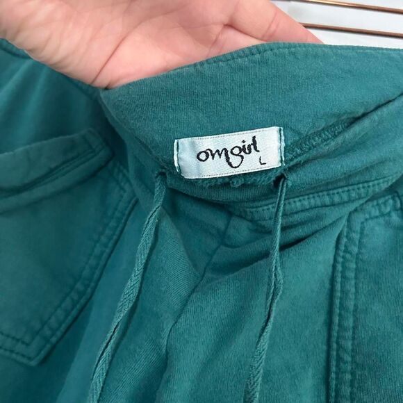 Omgirl Green Low-Rise Mini Flare Joggers | Beaded Drawstring Large - Picture 5 of 6